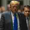 Former U.S. President Donald Trump walks to go speak to the media after being found guilty following his hush money trial at Manhattan Criminal Court on May 30, 2024 in New York City.