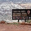 A sign for Canyonlands National Park is seen on May 6, 2003, in Moab, Utah.