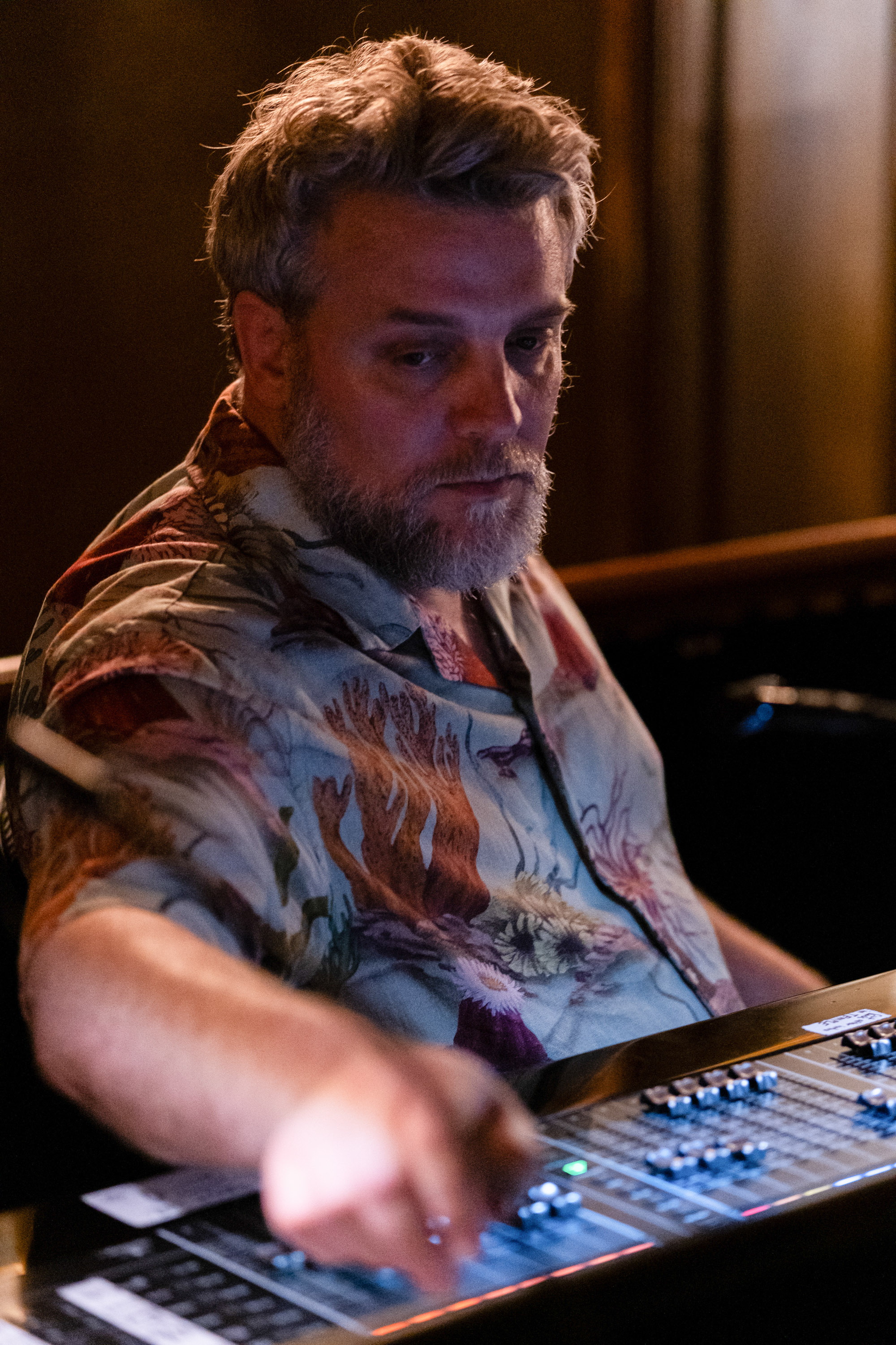 Broadway musical <em>Illinoise</em>’s sound mixer and designer Garth MacAleavy does his preparation for the evening show at the St. James Theatre in New York, on Wednesday, June 12, 2024.