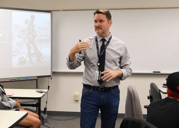 R. Chris Davis, a history professor at Lone Star College, a community college with campuses in Houston, on April 16, 2019.