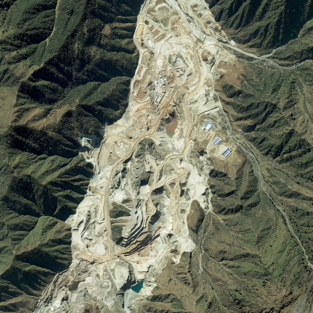 This is a satellite image collected on Nov. 13, 2012, of the Maoniuping Mine, one of China's largest rare earth elements mines, located near Mianning, Sichuan province, China. (Maxar via Getty Images)