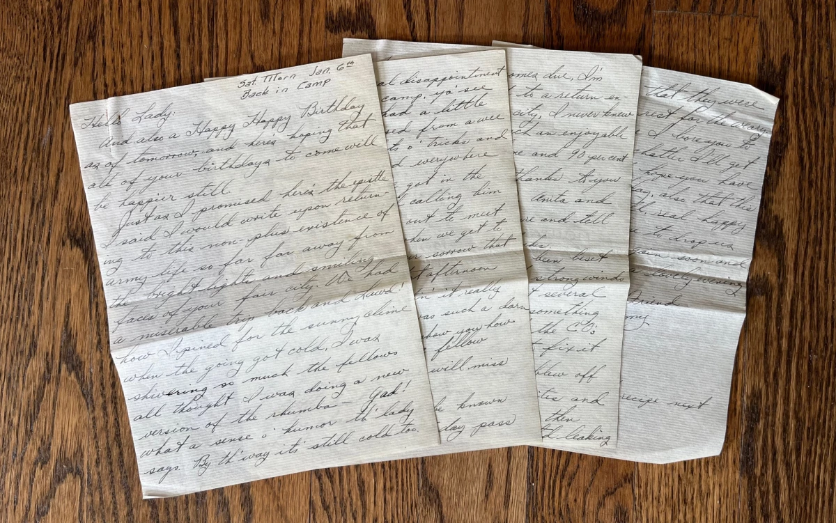 By today's standards these Greatest Generation guys are practically calligraphers — swirling cursive script, lines straight even on unruled paper.