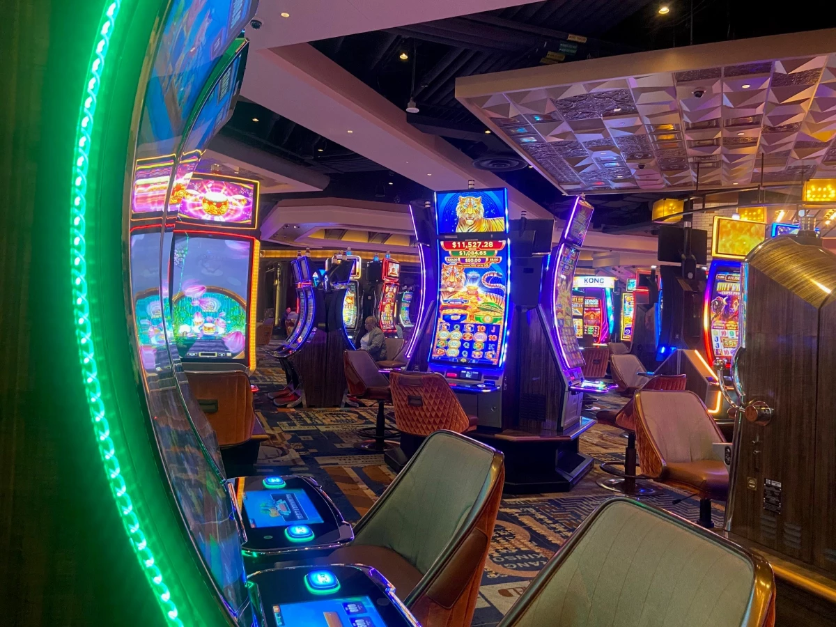 Slot machines on the MGM Springfield casino floor.