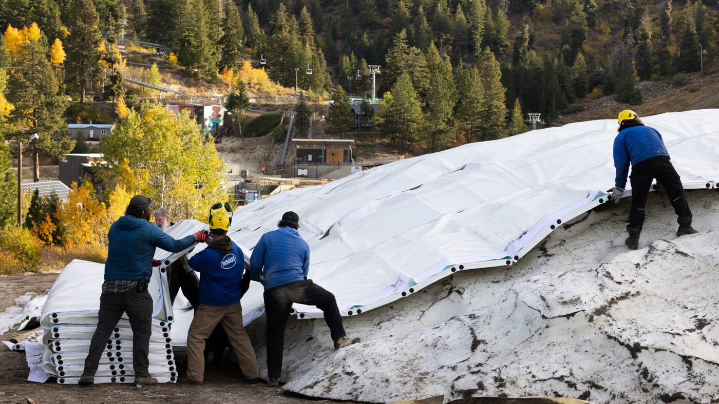 Wrapping snow in blankets. Can it save the ski season?