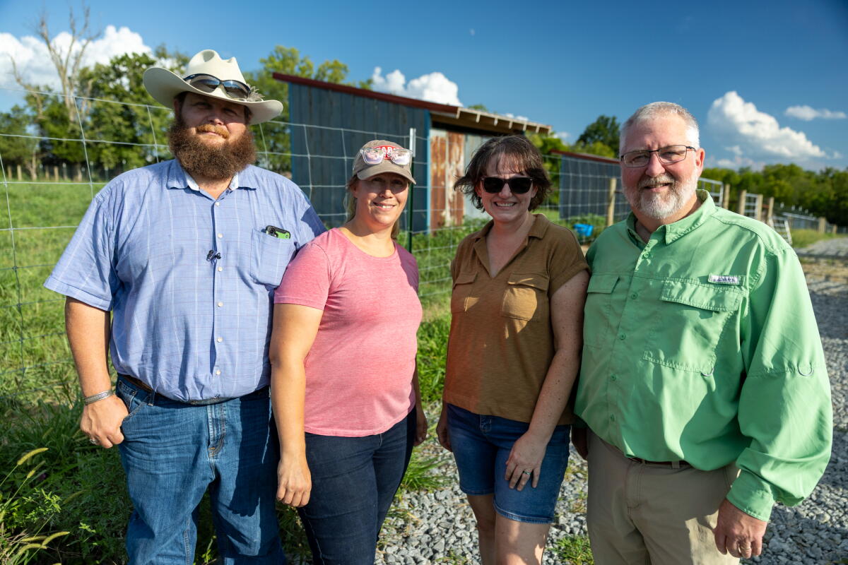 W.D. King, Morgan Hayes, Kandi Williams and Brent Williams are the co-owners of Alpha Roost Farms in Danville, Kentucky where they raise a herd of ostriches.