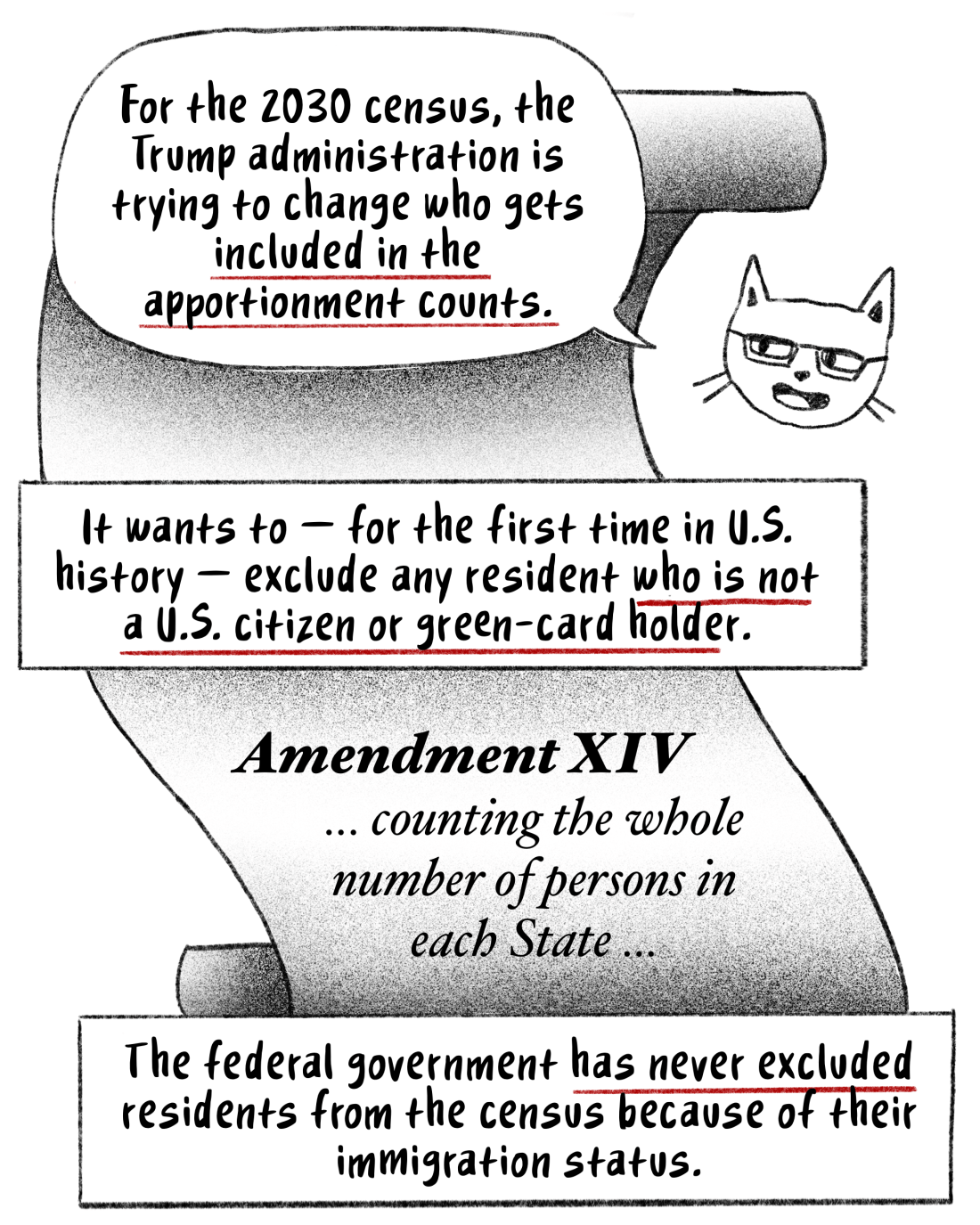 The Trump administration is trying to change who gets included in the apportionment counts. It wants to — for the first time in U.S. history — leave out any resident who is not a U.S. citizen or green-card holder.