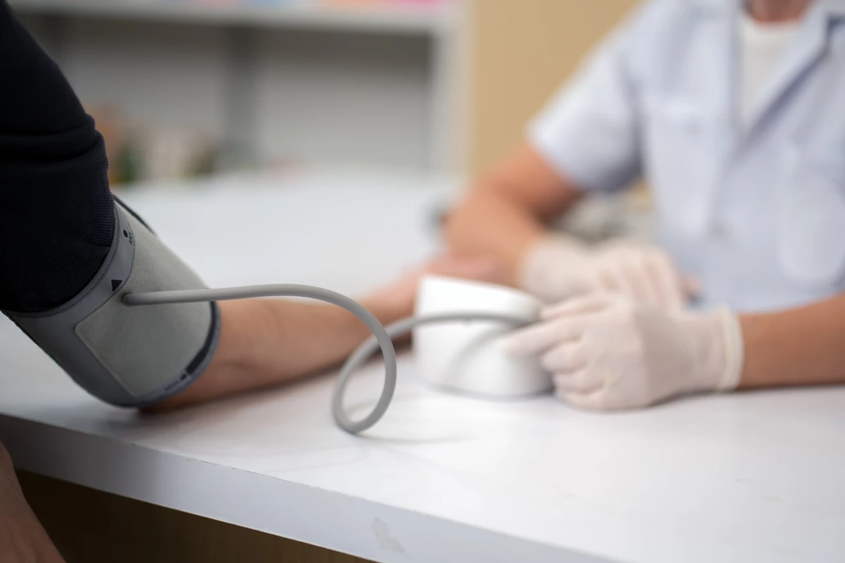 A patient's arm should be supported at around heart level when taking blood pressure readings.