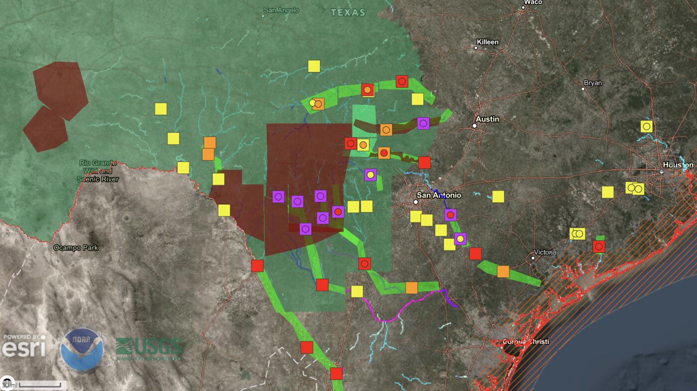 Flood sirens blare in southcentral Texas as rivers reach perilous heights