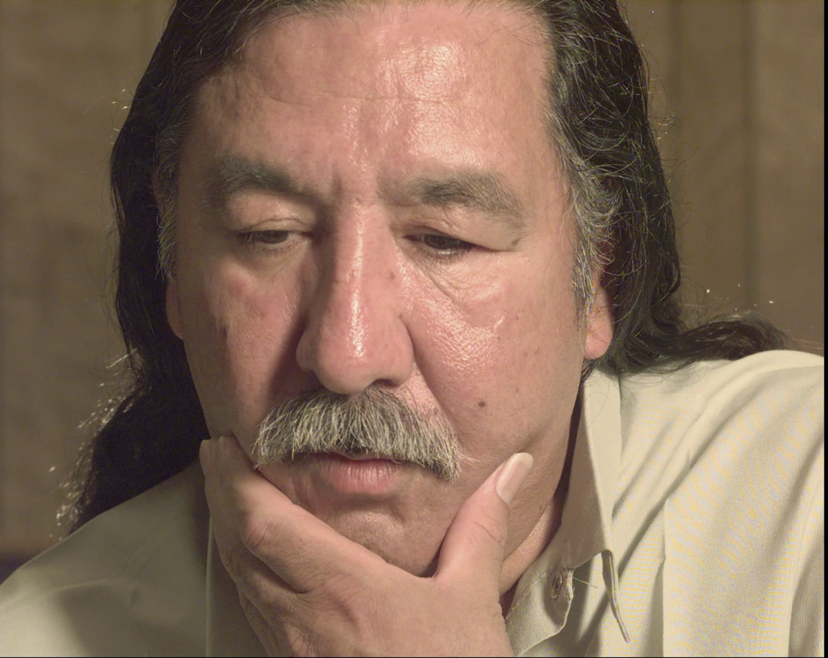 American Indian activist Leonard Peltier speaks during an interview at the U.S. Penitentiary at Leavenworth, Kan., on April 29, 1999. Peltier, who has spent most of his life in prison for the 1975 killings of two FBI agents in South Dakota, was denied parole this week.