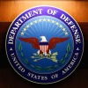 The seal of the Department of Defense at the Pentagon.