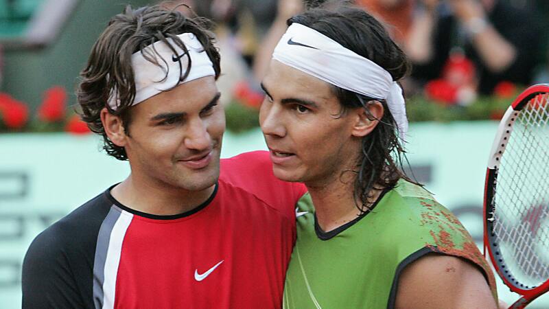 At the 2005 French Open, Roger Federer congratulated Rafael Nadal after their semifinal.