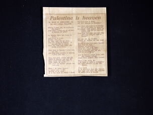 Palestine is Heaven, a poem written by Raja Shehadeh at the age of 18 in 1969 and published in the Jerusalem Post newspaper.<br>