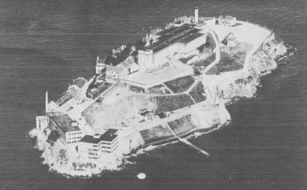 Alcatraz is seen in 1934, in its first week as a federal penitentiary.