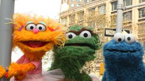 Sesame Street characters pose under a "123 Sesame Street" sign at the "Sesame Street" 40th Anniversary temporary street renaming in Dante Park on November 9, 2009 in New York City. (Photo by Astrid Stawiarz/Getty Images)