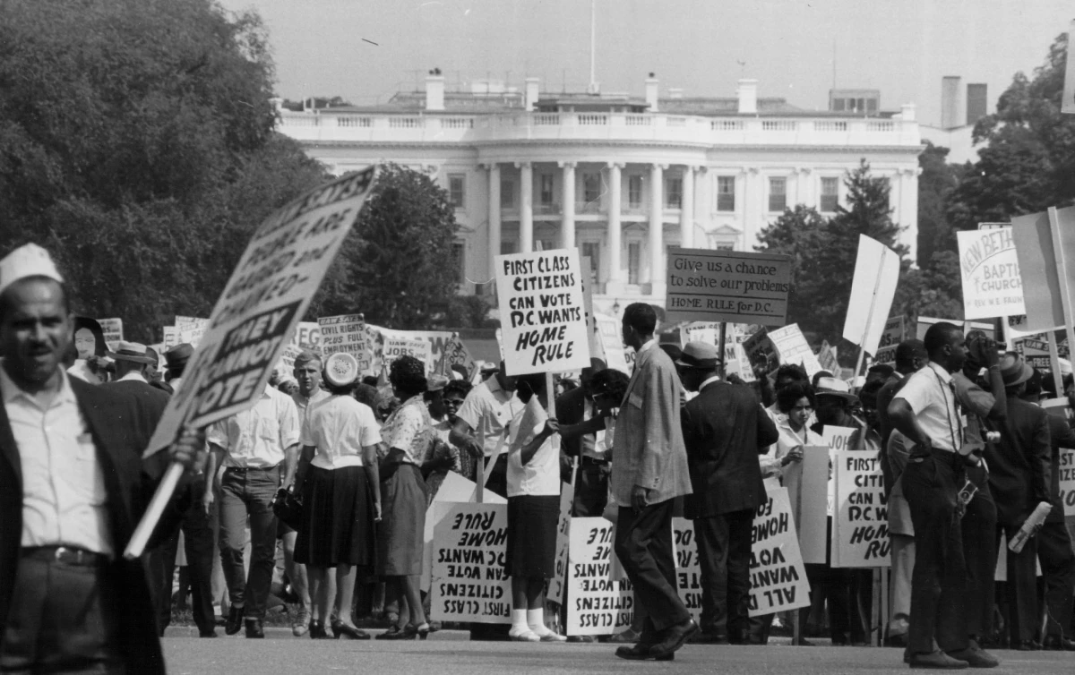 Marchers rally for home rule in front of the White House in April 1965. At that point, D.C. had been run by presidentially appointed commissioners for nearly a century.