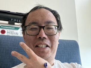 Dr. Bryant Lin receives a chemo infusion in the early days of his treatment in June 2024.