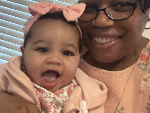 Yalanda Lattimore, 59, cares for her 1-year-old granddaughter, Mavee, even when that means having less time for her independent soap business and podcast career.