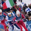 Johannes Hoesflot Klaebo, of Norway, from right, Ben Ogden, of the United States, and Oskar Opstad Vike, of Norway, compete in the final of the cross-country skiing men's sprint classic at the 2026 Winter Olympics, in Tesero, Italy, Tuesday, Feb. 10, 2026