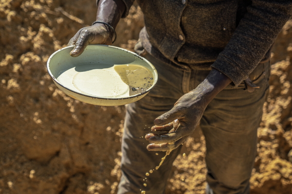 An artisanal miner, locally known as a zama-zama, mines for gold at a mining operation in Stormhill, west of Johannesburg, on Aug. 11, 2023.