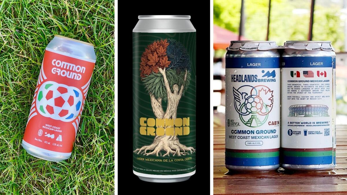 The makers of Common Ground used a shared recipe, but all created their own distinct packaging for the beer: Canada's Cabin Brewing Co.; Mexico's Rey Árbol Brewing Co.; the United States' Headlands Brewing.