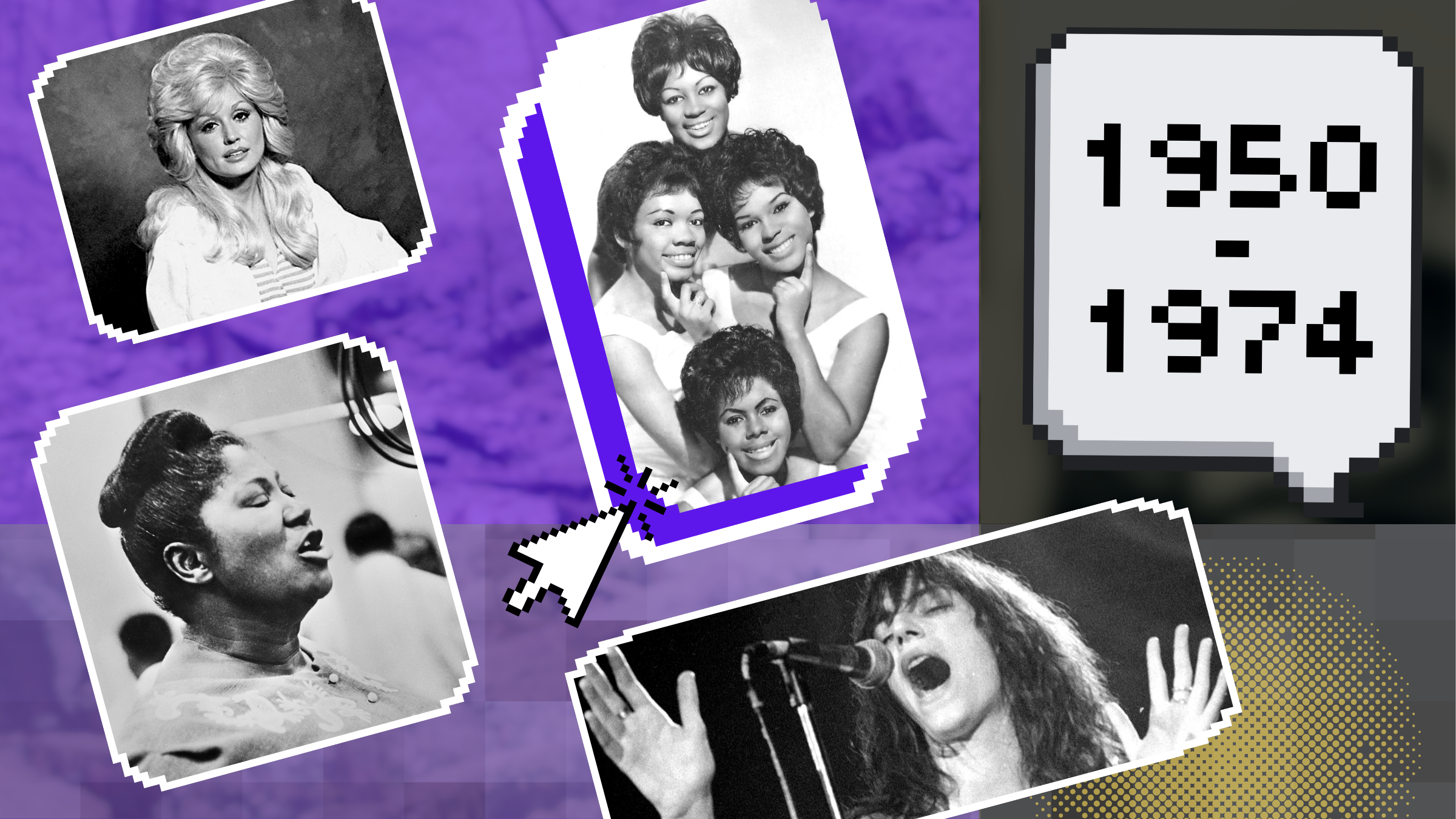 Clockwise, from top left: Dolly Parton, The Shirelles, Patti Smith (courtesy of Steve Harlow/Flickr) and Mahalia Jackson (courtesy of Nationaal Archief)