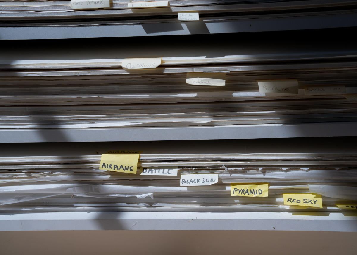 Archives at Sally Mann's studio in Lexington, Virginia.
