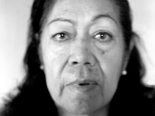 A large-format portrait of Teresa Chavez in 2018.