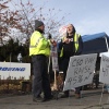Striking machinists at Boeing picket outside the company's Renton Production Facility in Washington. Some 33,000 workers walked off the job in September demanding higher pay and better retirement benefits. Union members have voted down two previous contract offers from Boeing ahead of Monday's vote.