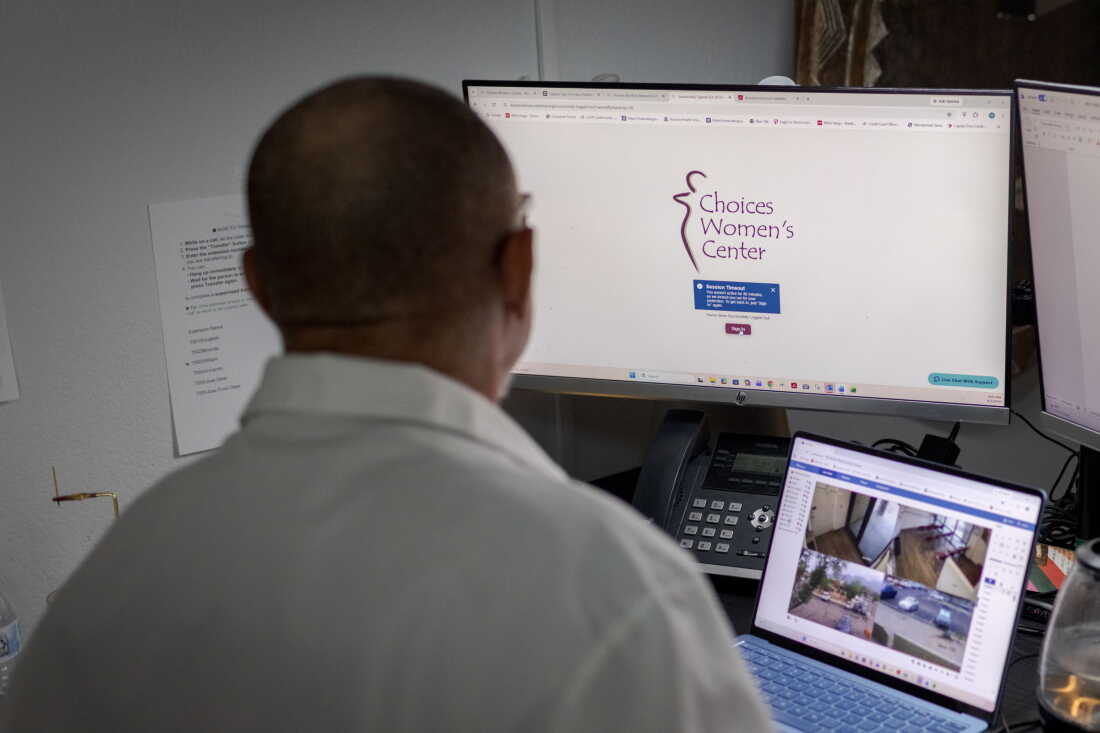 Dr. William Richardson opens the telemedicine portal at his clinic, Choices Women’s Center, through which he can see patients seeking an abortion, in his office at the clinic in Tucson, Ariz., on Thursday, Sept. 3, 2026.
