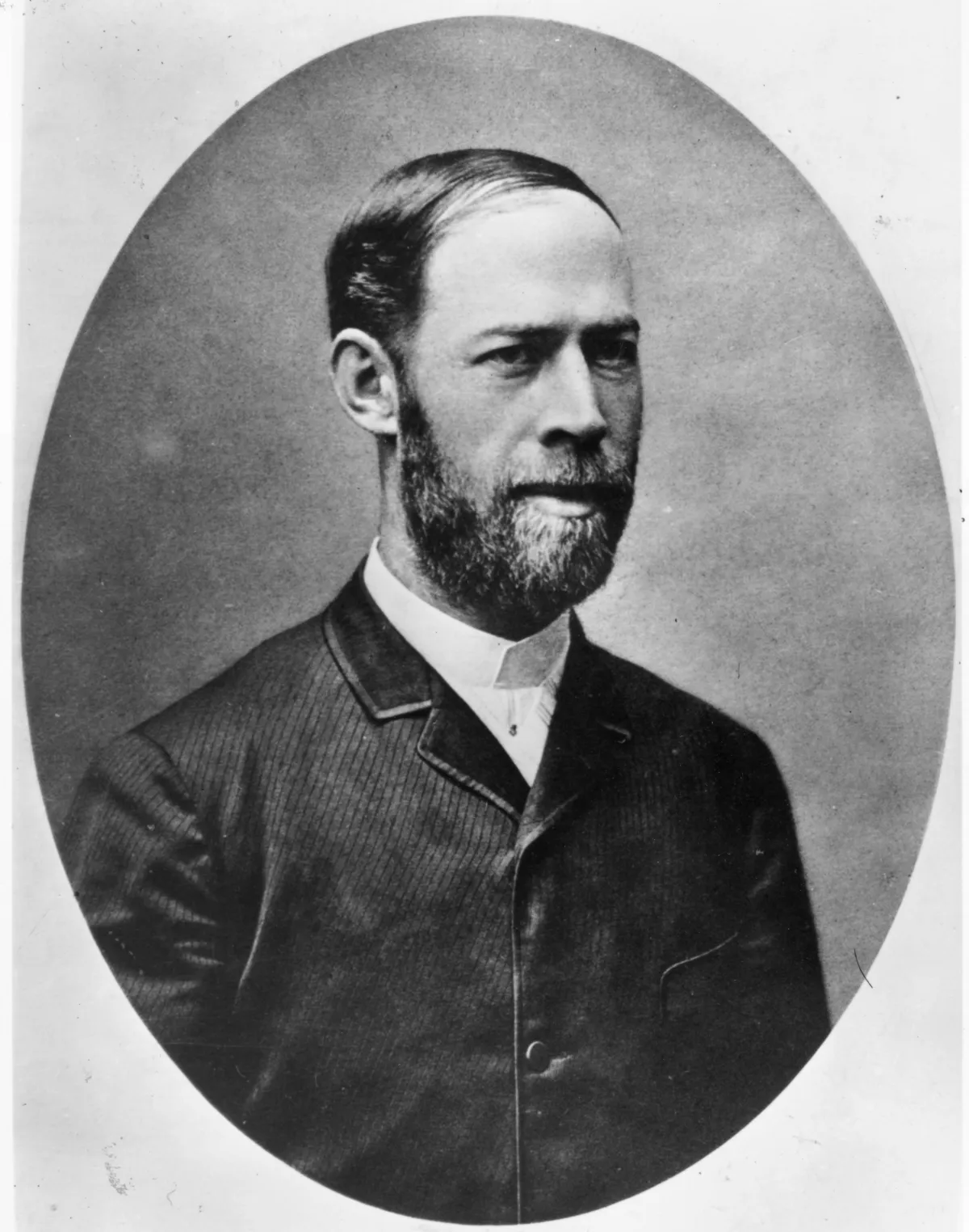 German physicist Heinrich Rudolf Hertz pictured circa 1890. Hertz was the first to prove that pulsing radio waves are reflected by metallic surfaces in the late 19th century.