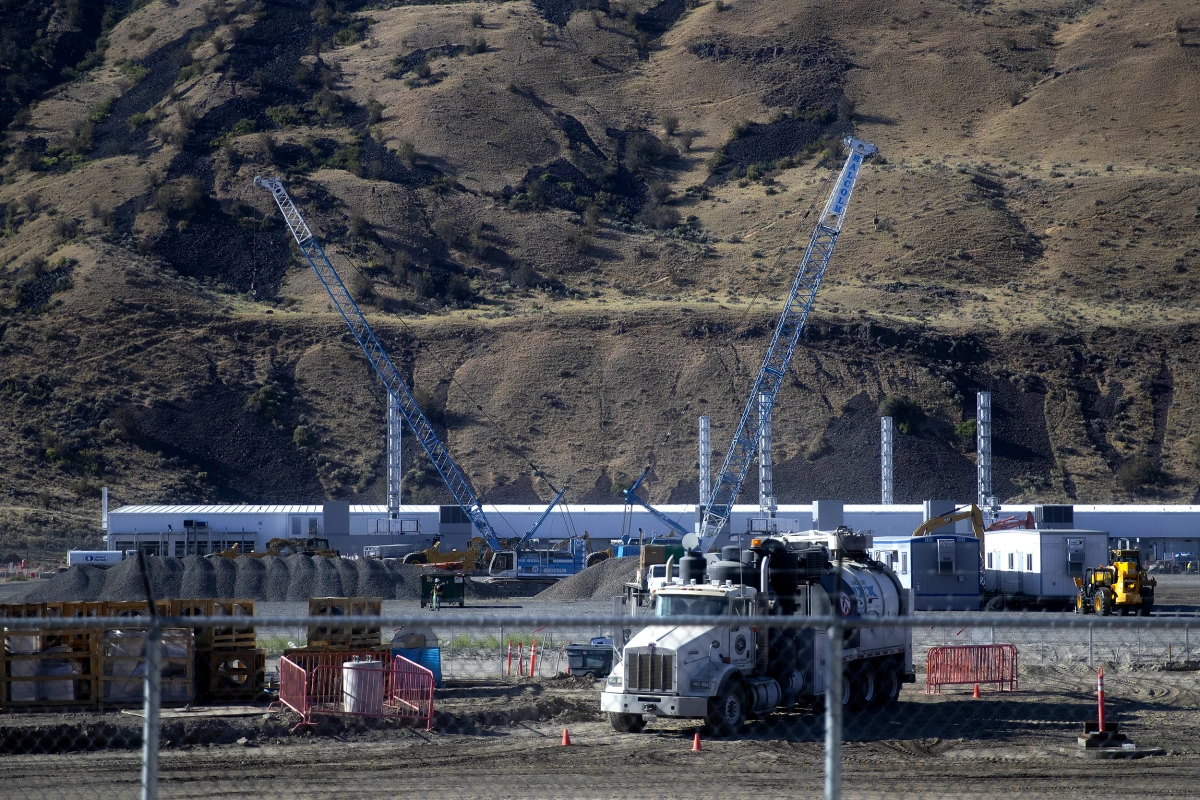 Construction of a new Microsoft data center is shown on Friday, July 18, 2025, in Malaga, Washington.