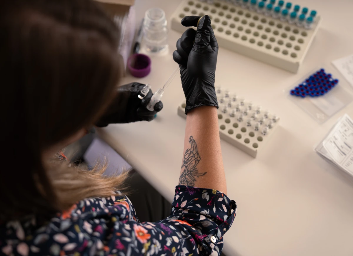 A chemist in Dasgupta's lab prepares street drug samples for chemical composition analysis.
