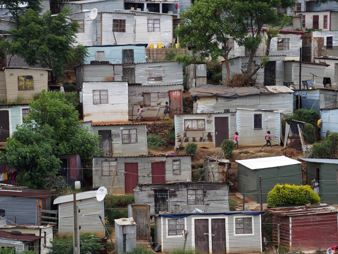 Children are seen playing in the Umlazi township in KwaZulu Natal province, South Africa, Friday, Feb. 9. 2024. Economic Freedom Fighters party will launch its election campaign manifesto on Saturday Feb. 10. The province is set to be the stage for political contestation for the hotly contested South African elections later this year.