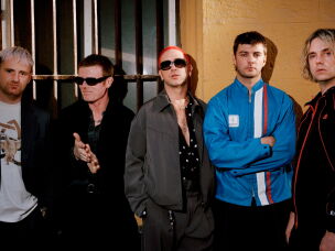 Fontaines D.C. (from left to right: Tom Coll, Conor Curley, Carlos O'Connell, Grian Chatten and Conor Deegan) formed in 2014. The Irish group's fifth album, <em>Dopamine Chamber</em>, is out on Oct. 16.