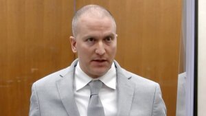 In this June 25, 2021, file image taken from video, former Minneapolis police Officer Derek Chauvin addresses the court at the Hennepin County Courthouse in Minneapolis.