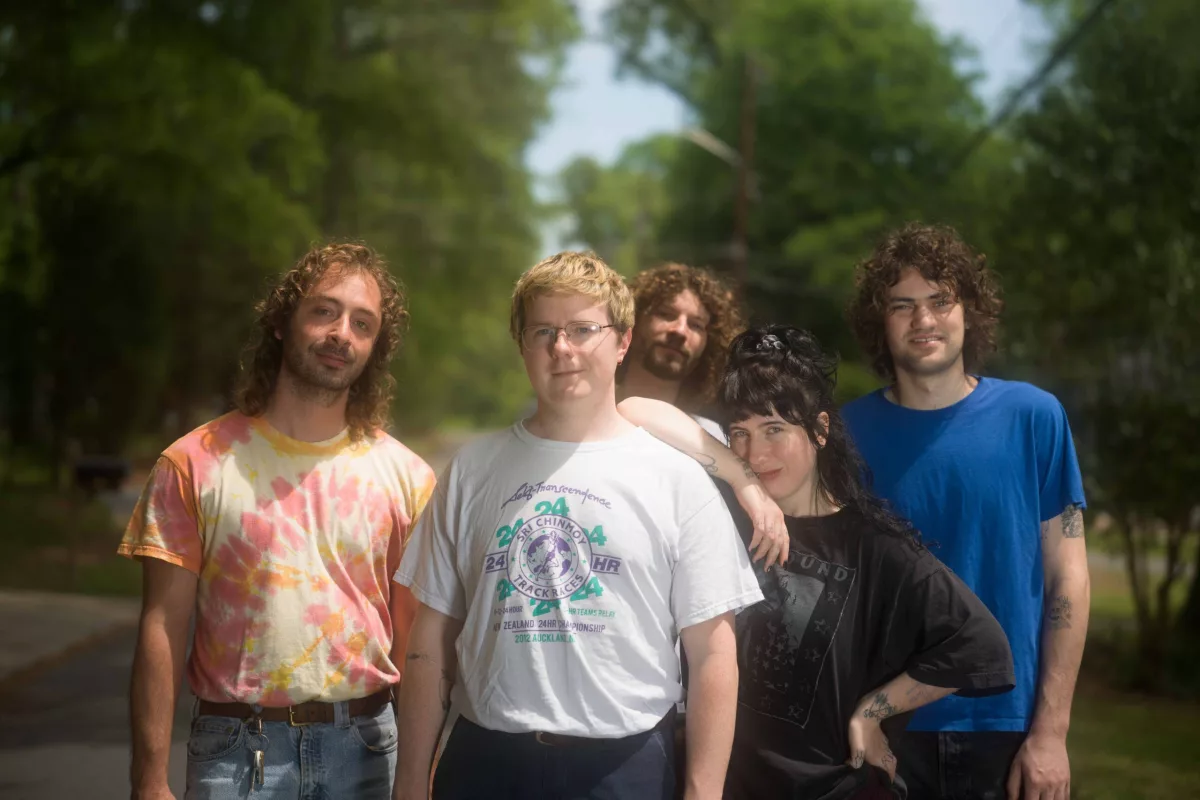 Wednesday's lead singer and main songwriter, Karly Hartzman (second from right), is fiercely loyal to her home state of North Carolina. The songs on the band's sixth album, Bleeds, are filled with richly detailed lyrics about characters living on the edge.