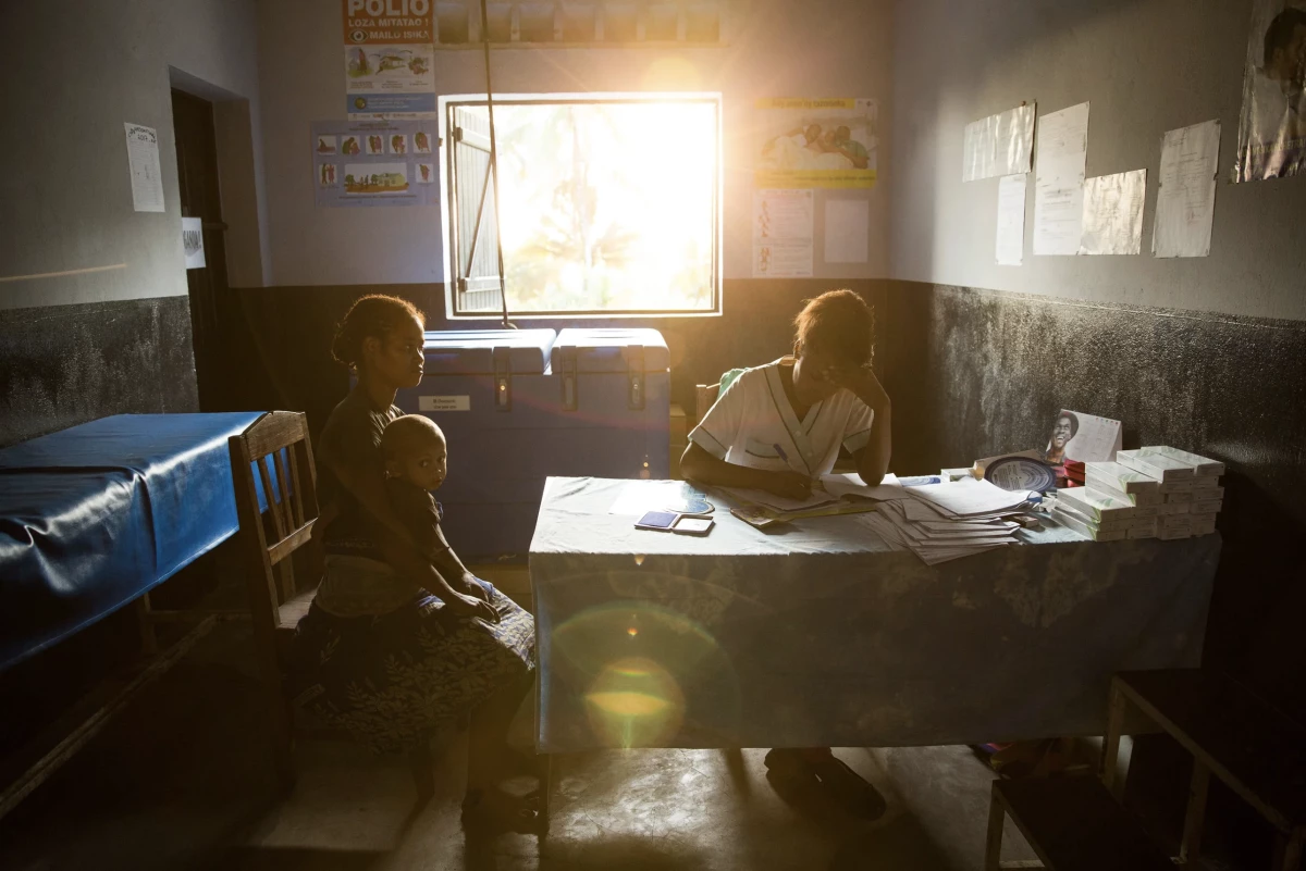 A 19-year-old woman talks with nurse Valeria Zafisoa at a traveling contraception clinic in eastern Madagascar run by the British nonprofit group MSI Reproductive Choices. That group lost $15 million in funding the last time Trump enforced the Mexico City policy.