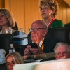 Rupert Murdoch, center, at the Republican National Convention in July. Murdoch has led his media empire to become a major player in conservative politics.  