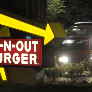 FILE PHPOTO: Cars line up in the drive-thru at In-N-Out Burger on Tuesday, June 8, 2010, in Baldwin Park, Calif.
