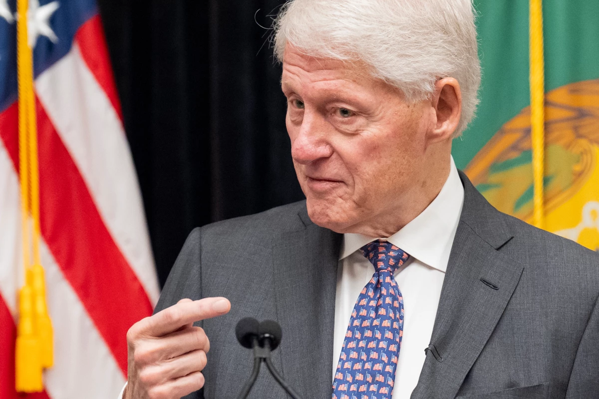 FILE - Former President Bill Clinton speaks in the Cash Room of the Treasury Department during an event for the anniversary of the Community Development Financial Institutions Fund,, Nov. 21, 2024, in Washington.