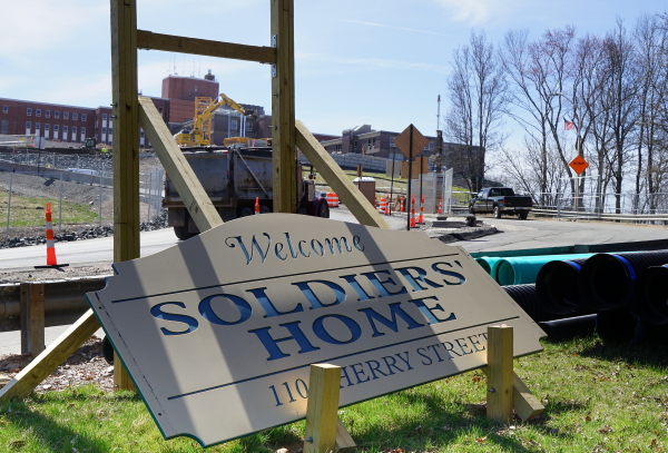 The "Soldiers’ Home" sign is taken down in this photo.