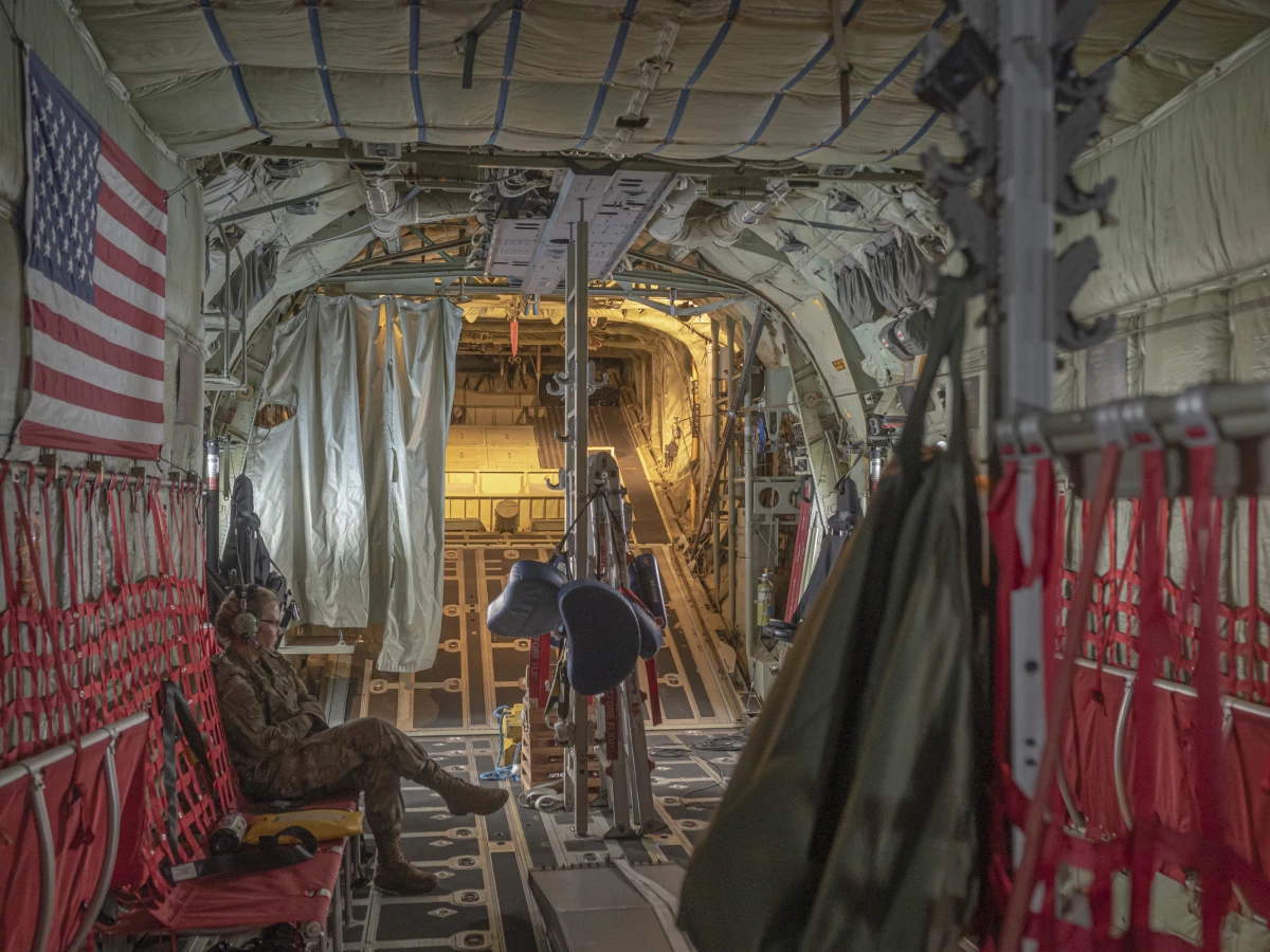 Inside the WC-130J Super Hercules aircraft used by the Air Force Reserve's 53rd Weather Reconnaissance Squadron.
