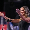 RNC wraps in Milwaukee, cementing the GOP as the Party of Trump : NPR 11 Co-chair of the Republican National Committee Lara Trump blows kisses to her father-in-law, former President Donald Trump, after speaking during the second day of the 2024 Republican National Convention at the Fiserv Forum in Milwaukee on Tuesday.