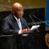 Liberia's President Joseph Boakai addresses the 80th session of the UN General Assembly at United Nations headquarters, Sept. 22, 2025.