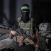 A Palestinian militant wearing the uniform of the al-Qassam Brigades, the military wing of Hamas, Oct. 15, 2025.