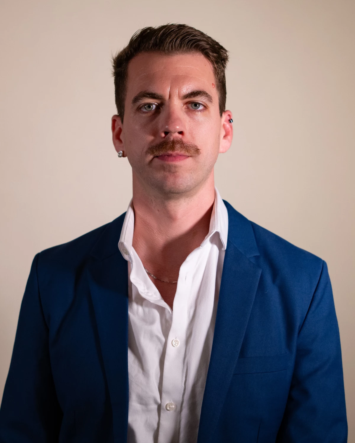 Tyler Walton, part of the Jailhouse Lawyer Initiative, poses for a portrait on Sept. 10 at the NPR office in Washington D.C. The group is launching Flashlight, a digital archive with letters and poetry from currently incarcerated men and women.