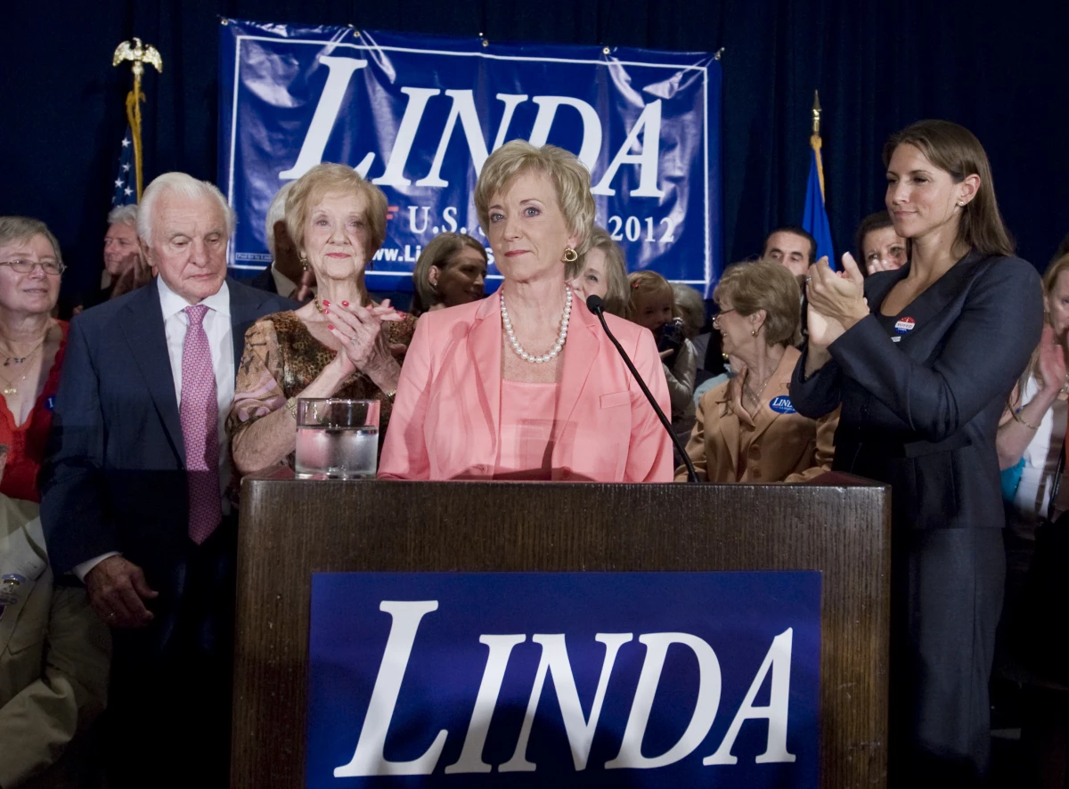 McMahon ran two unsuccessful campaigns for the U.S. Senate. Here she celebrates her 2012 Republican primary win in Stamford, Conn.