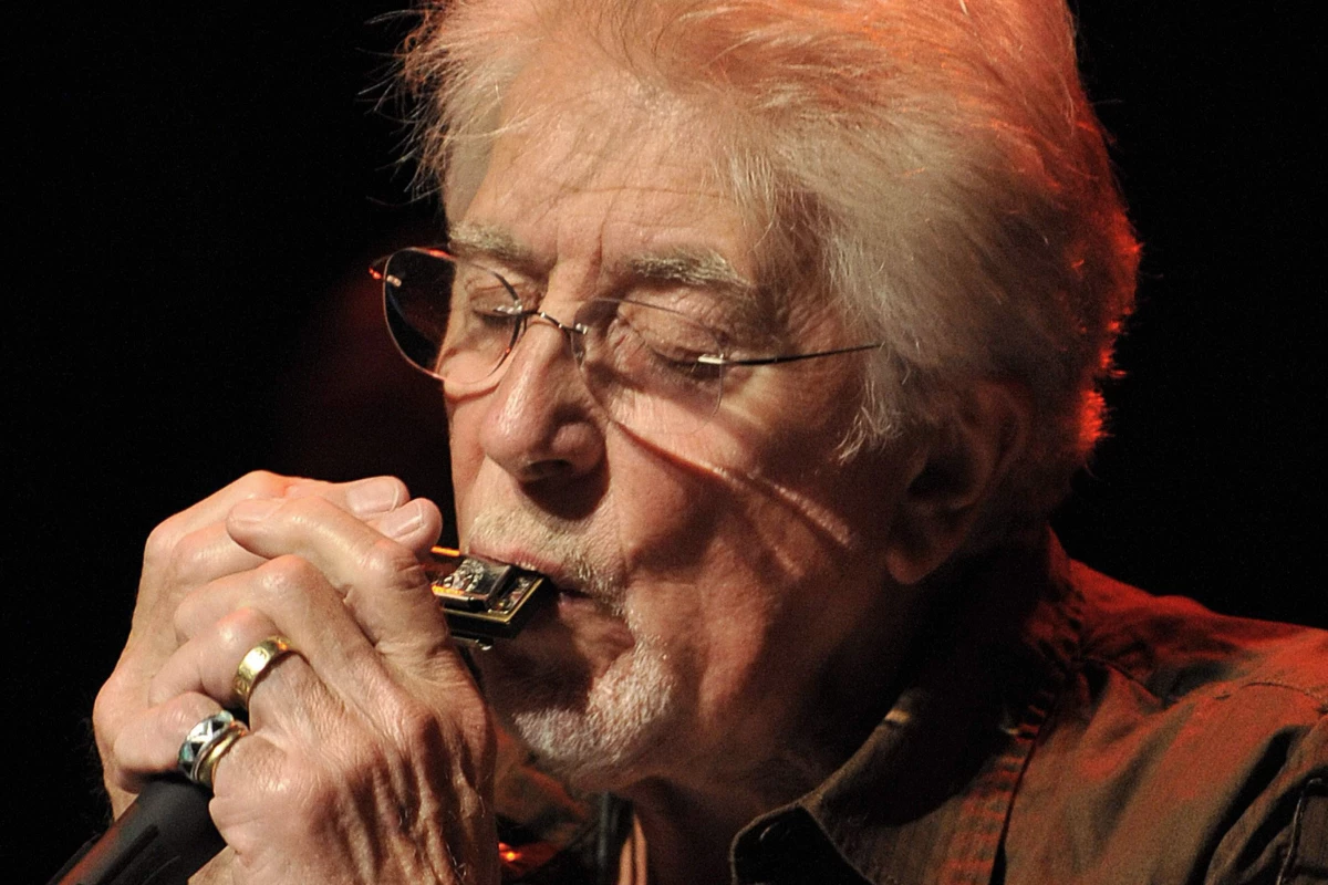 English blues singer John Mayall performs with his band The Bluesbreakers, on the stage of the Miles Davis Hall during the 42nd Montreux Jazz Festival in Montreux, Switzerland, on July 7, 2008.