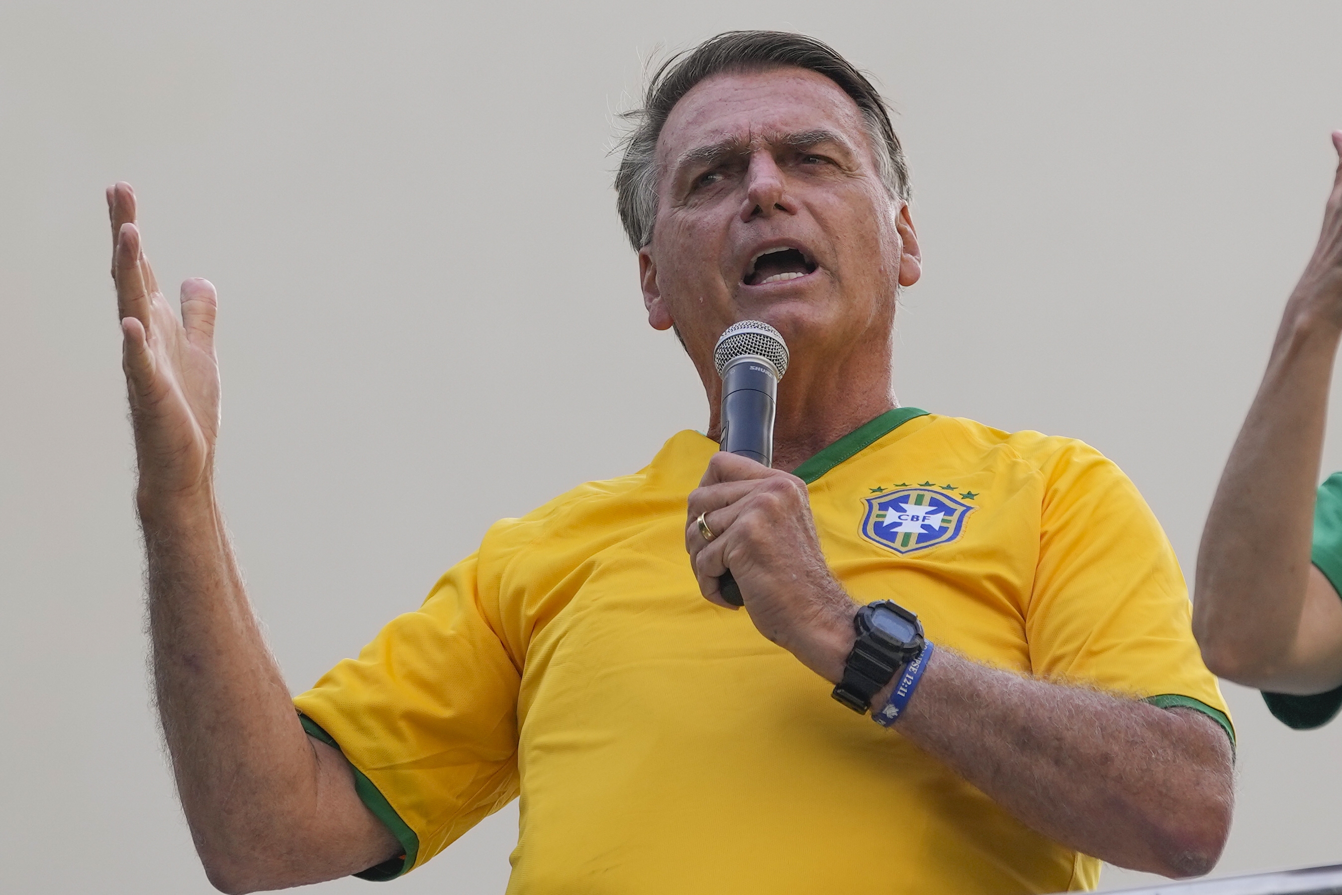 Former President Jair Bolsonaro addresses supporters during a rally in Sao Paulo, Brazil, Feb. 25, 2024.