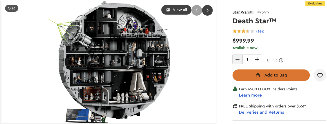 Lego does not measure up to Hollywood's size, despite its wild popularity. And even if with higher value sets like this appealing to a broader customer base.